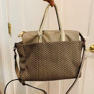 Vintage Dimoni Grey Leather Chevron Cross Body Designer Handbag